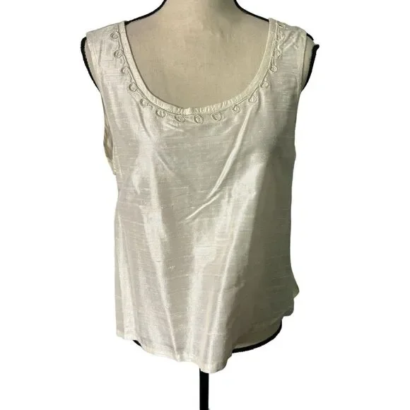 Sandy Starkman Skirt Set Womens‎ 1X White 100% Silk Beaded 3 Piece Vintage - Picture 8 of 16